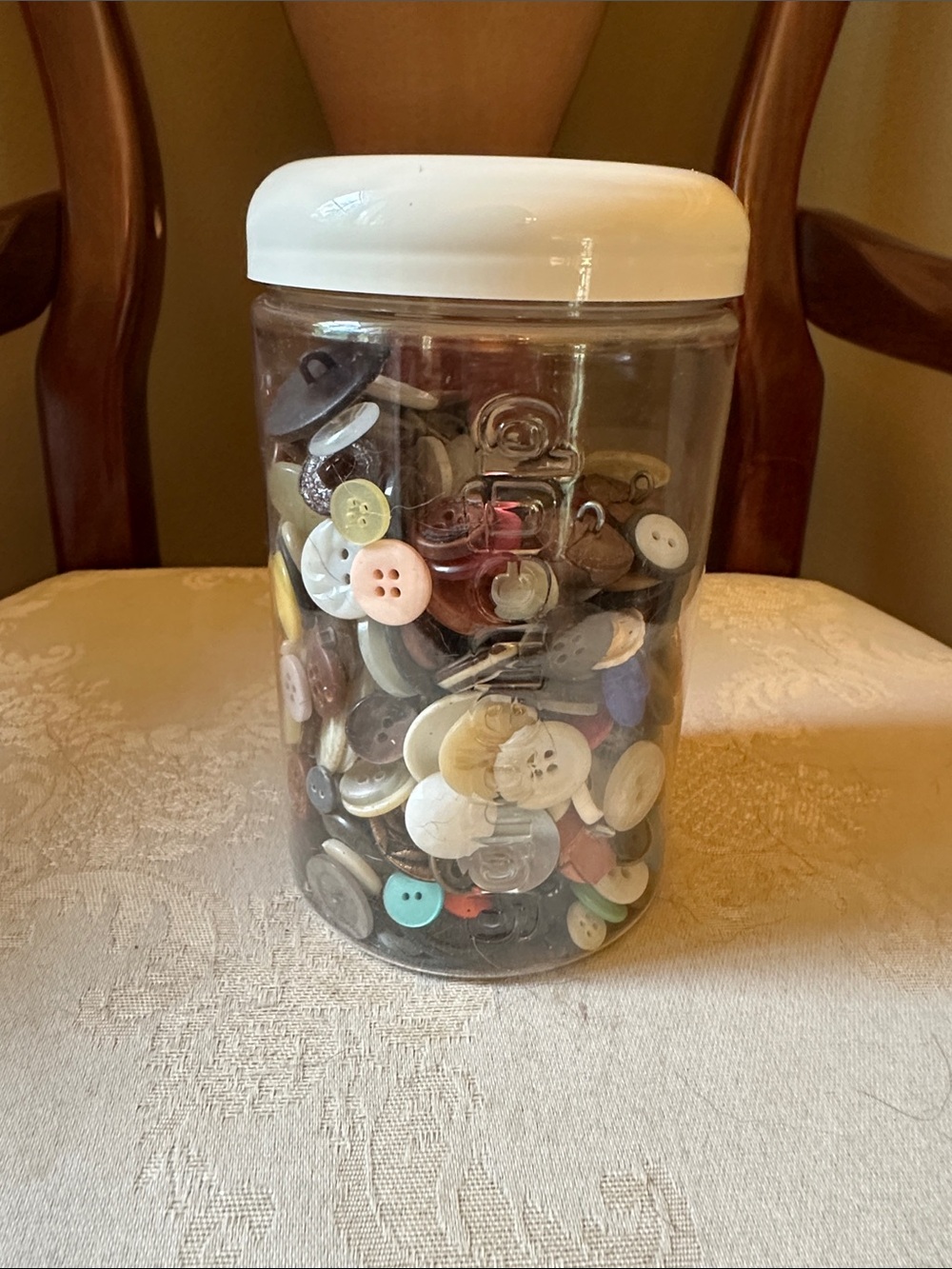 Jar 2 of vintage buttons dating back to 1950s, unsorted, lots of treasures